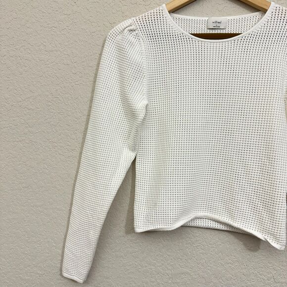 ARITZIA WILFRED Rosetta Mesh Crewneck Sweater in Light Birch - Picture 5 of 12